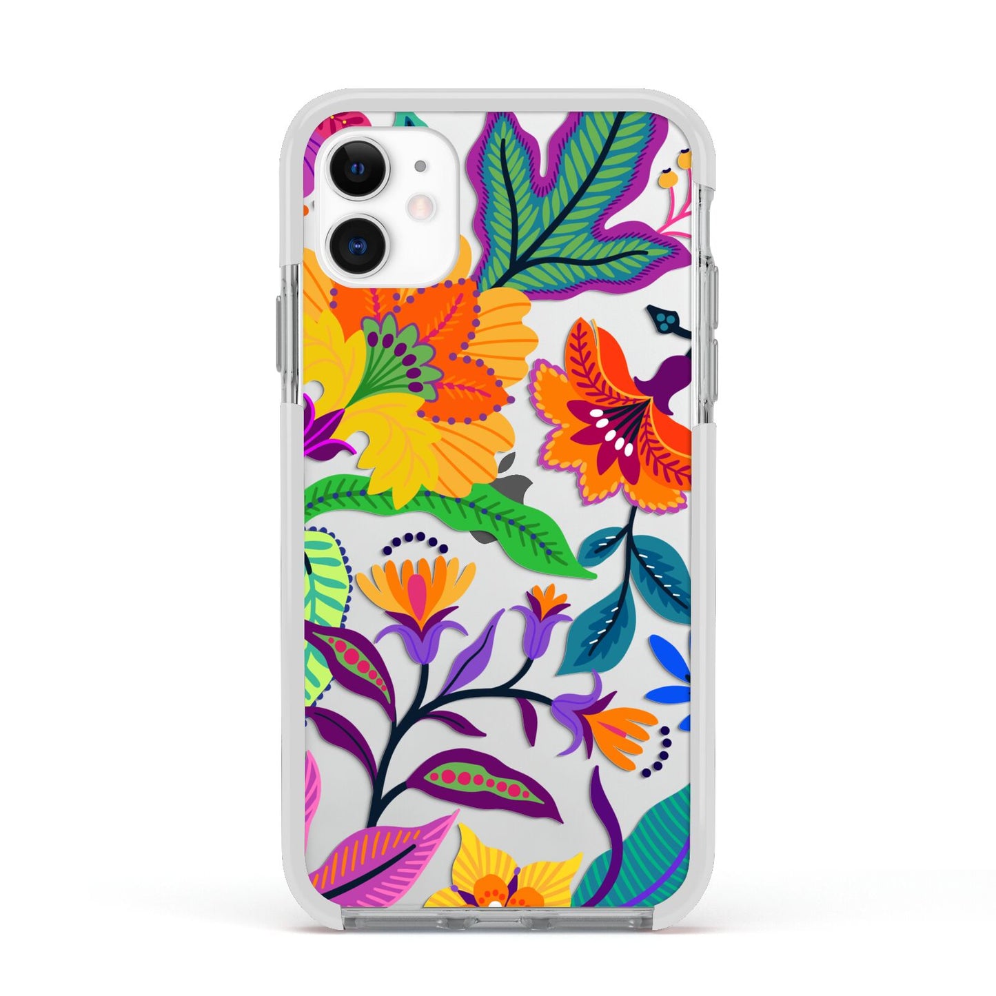 Tropical Floral Apple iPhone 11 in White with White Impact Case