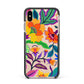 Tropical Floral Apple iPhone Xs Max Impact Case Black Edge on Gold Phone