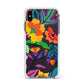 Tropical Floral Apple iPhone Xs Max Impact Case White Edge on Black Phone