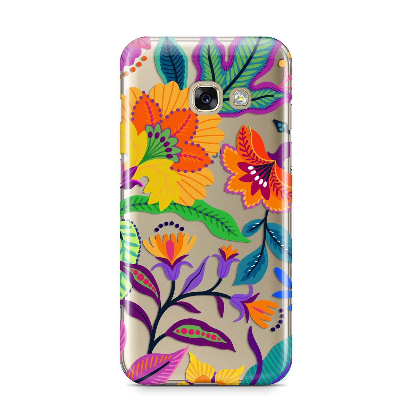 Tropical Floral Samsung Galaxy A3 2017 Case on gold phone
