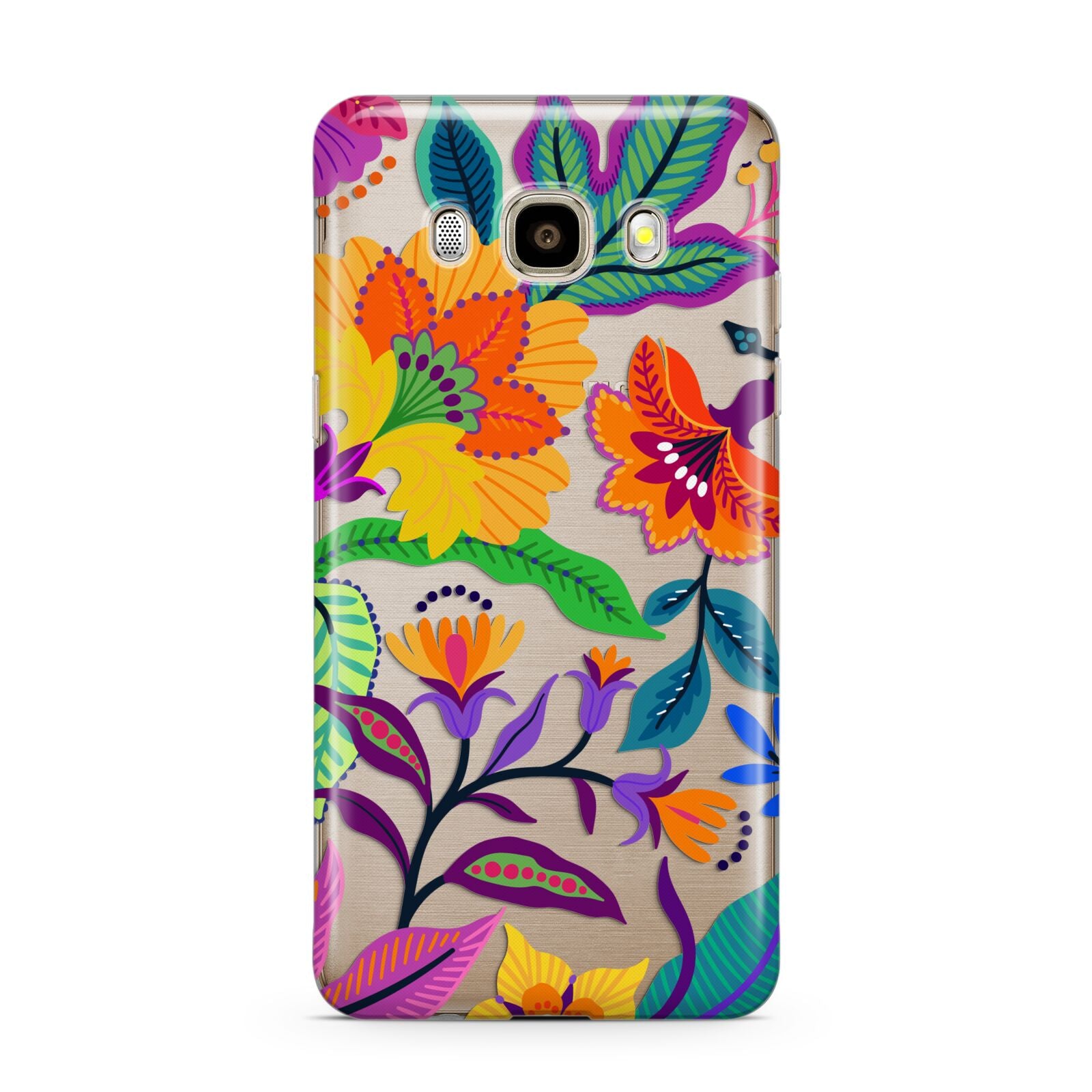 Tropical Floral Samsung Galaxy J7 2016 Case on gold phone