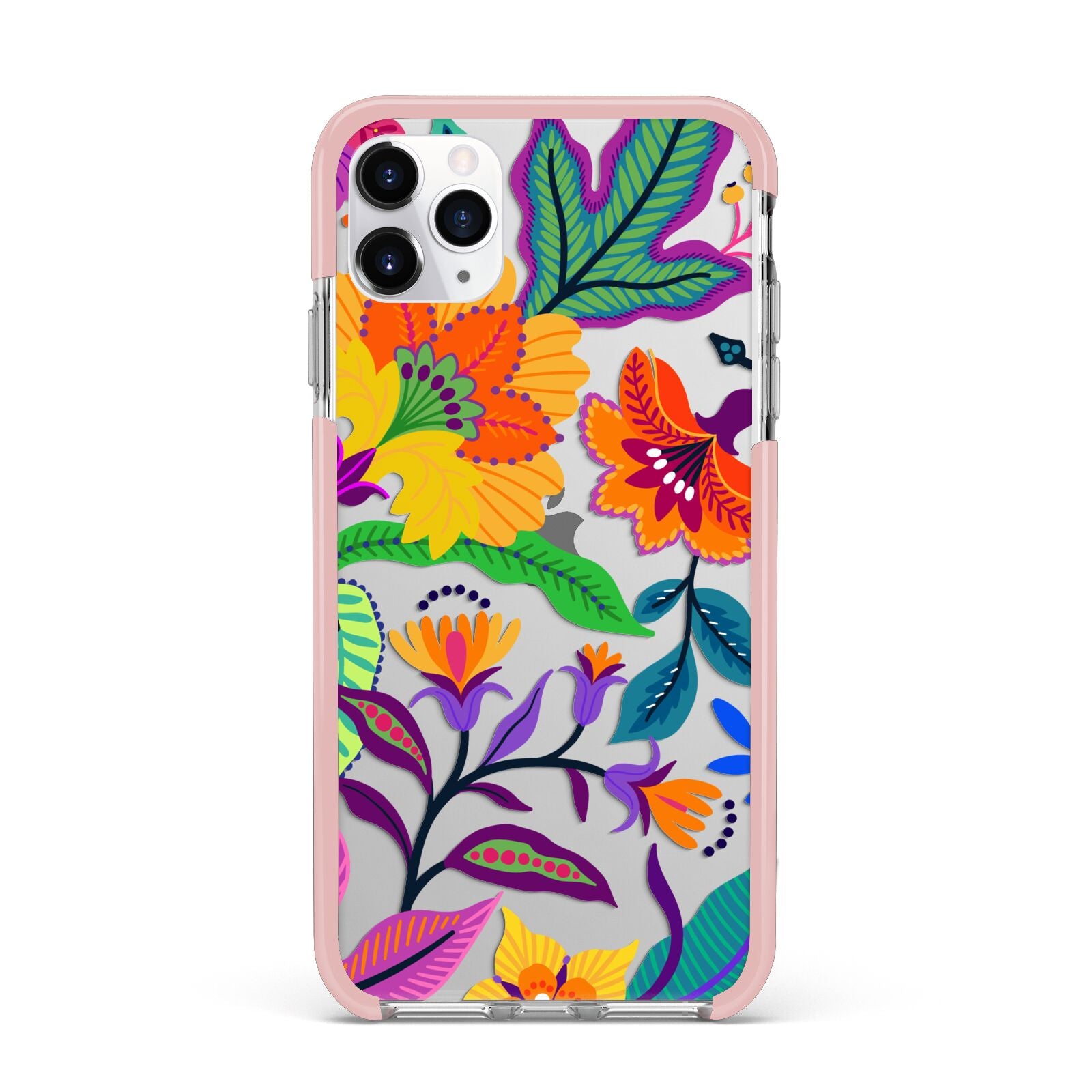Tropical Floral iPhone 11 Pro Max Impact Pink Edge Case