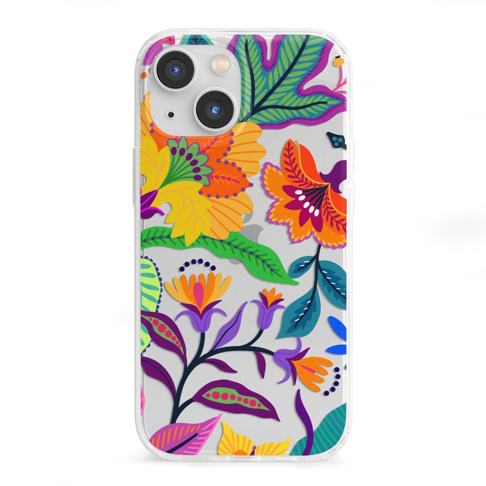 Tropical Floral iPhone 13 Mini Clear Bumper Case