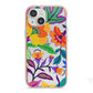 Tropical Floral iPhone 13 Mini TPU Impact Case with Pink Edges