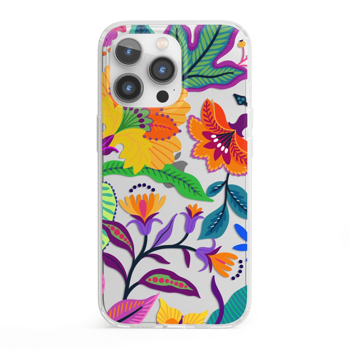 Tropical Floral iPhone 13 Pro Clear Bumper Case