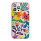 Tropical Floral iPhone 13 Pro Max TPU Impact Case with Pink Edges
