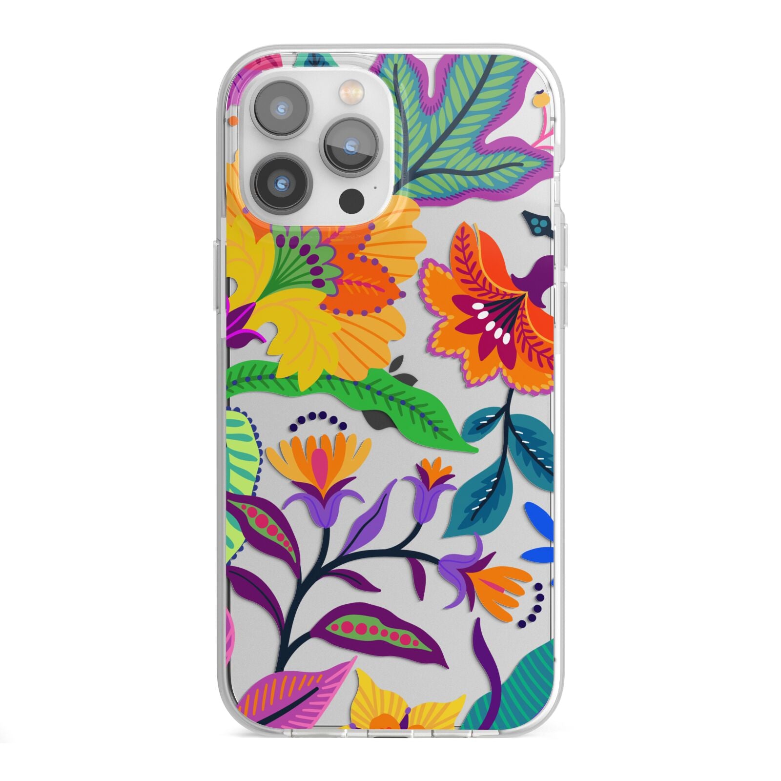 Tropical Floral iPhone 13 Pro Max TPU Impact Case with White Edges