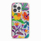 Tropical Floral iPhone 13 Pro TPU Impact Case with Pink Edges