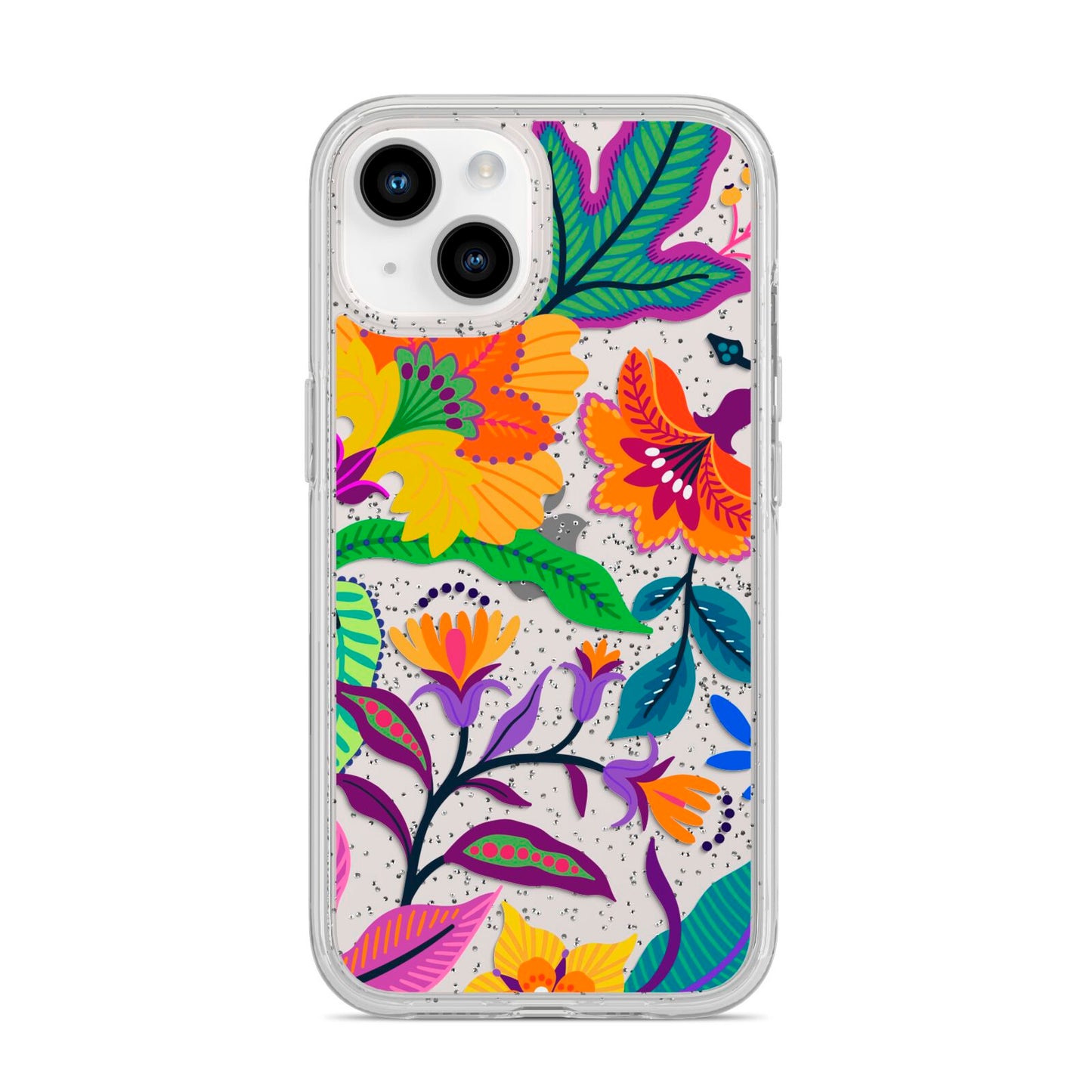 Tropical Floral iPhone 14 Glitter Tough Case Starlight