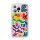 Tropical Floral iPhone 14 Pro Max Clear Tough Case Silver