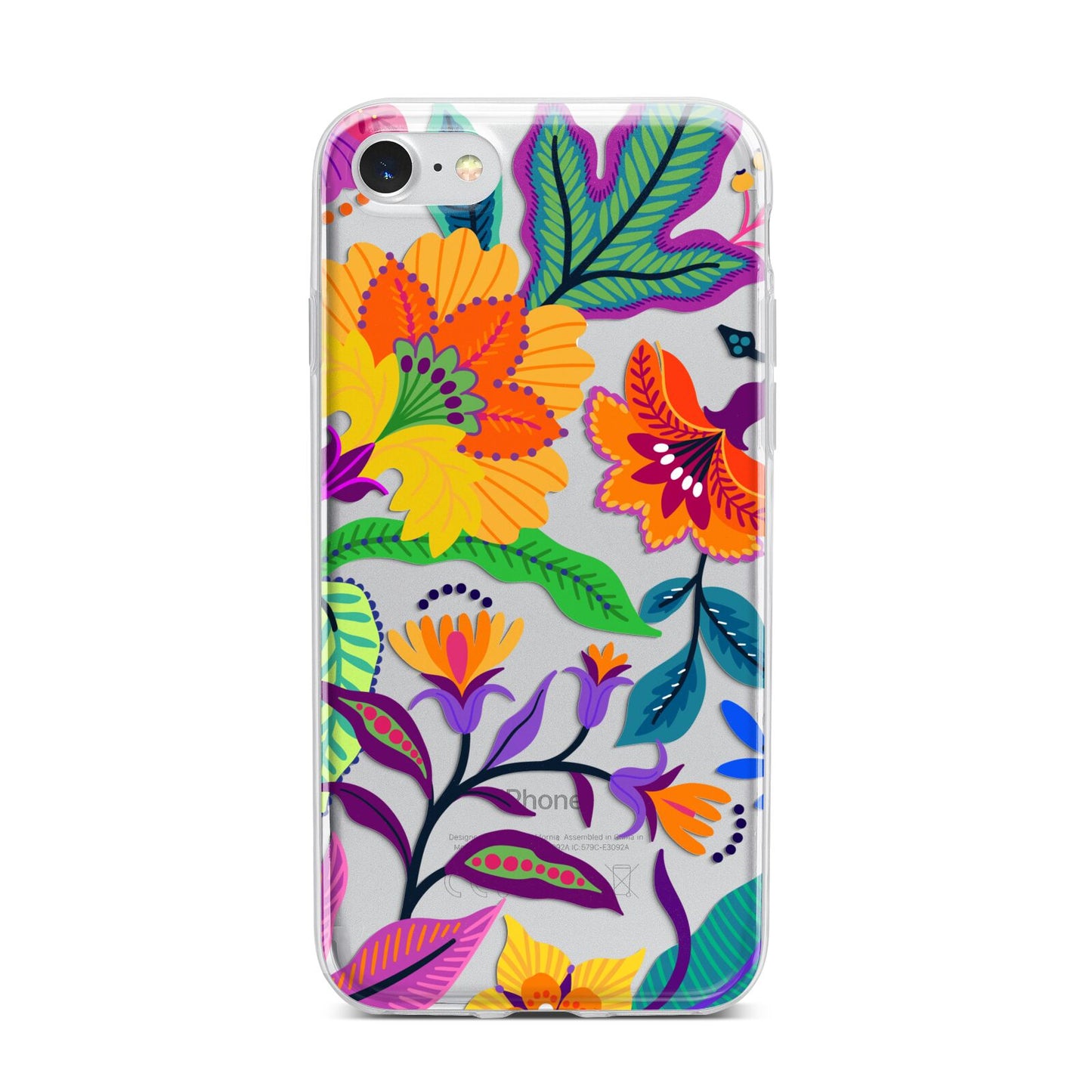 Tropical Floral iPhone 7 Bumper Case on Silver iPhone
