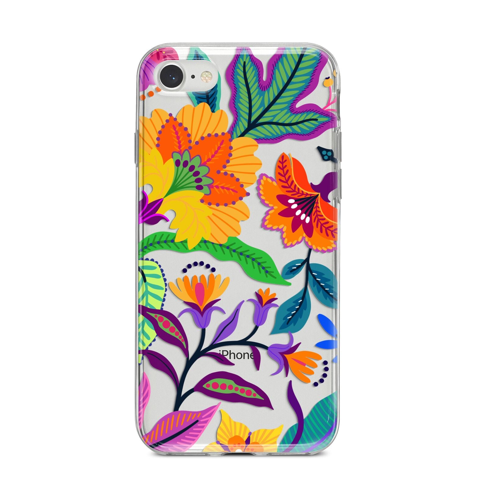 Tropical Floral iPhone 8 Bumper Case on Silver iPhone