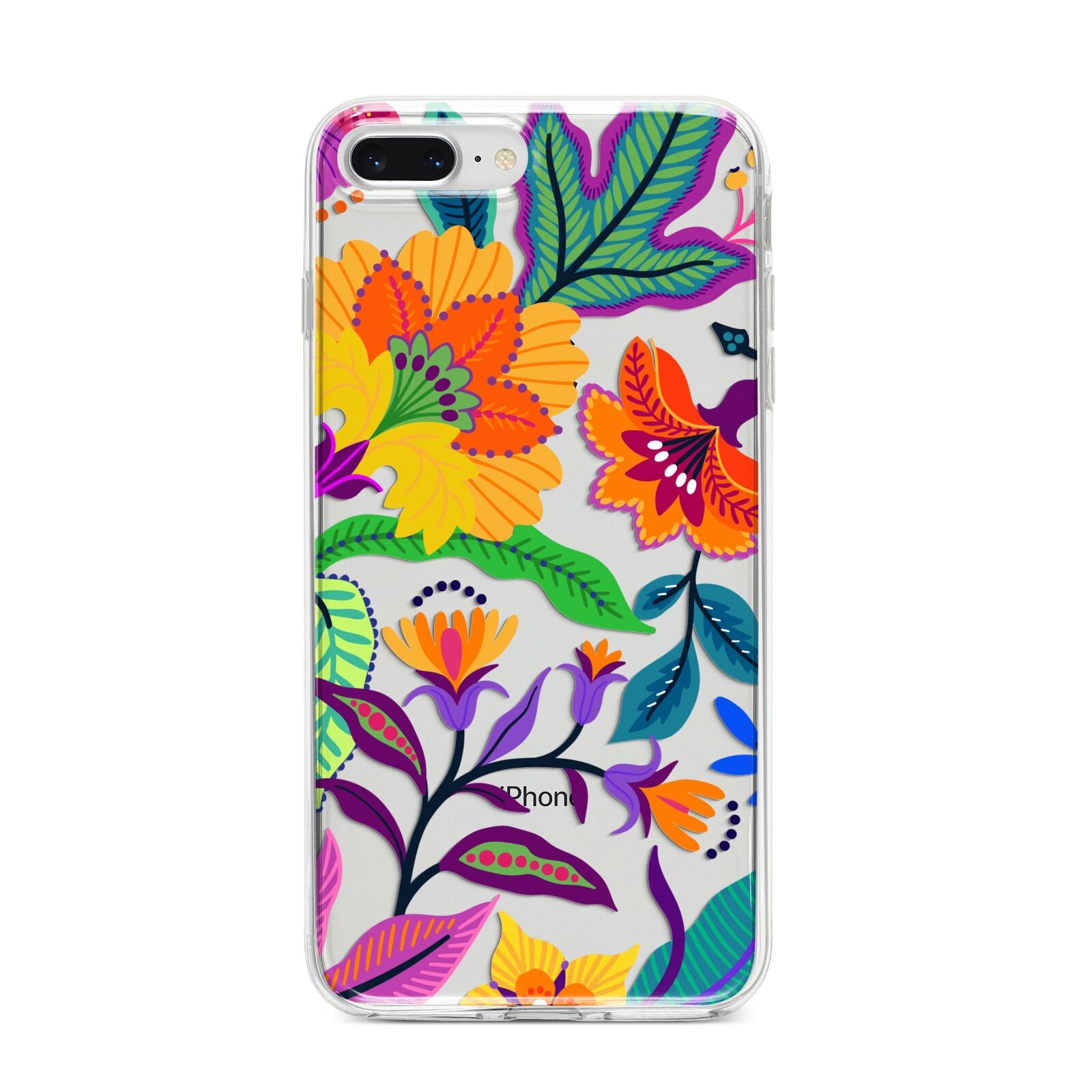 Tropical Floral iPhone 8 Plus Bumper Case on Silver iPhone