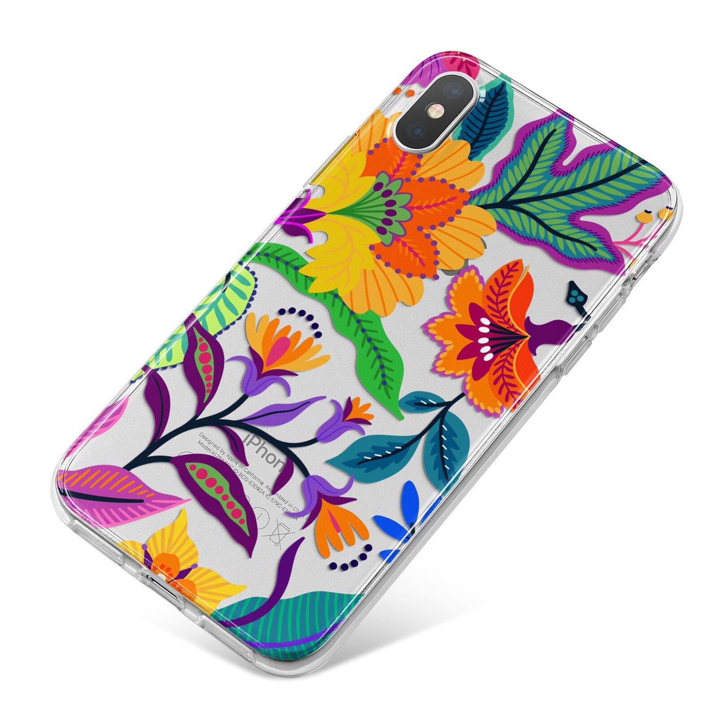 Tropical Floral iPhone X Bumper Case on Silver iPhone