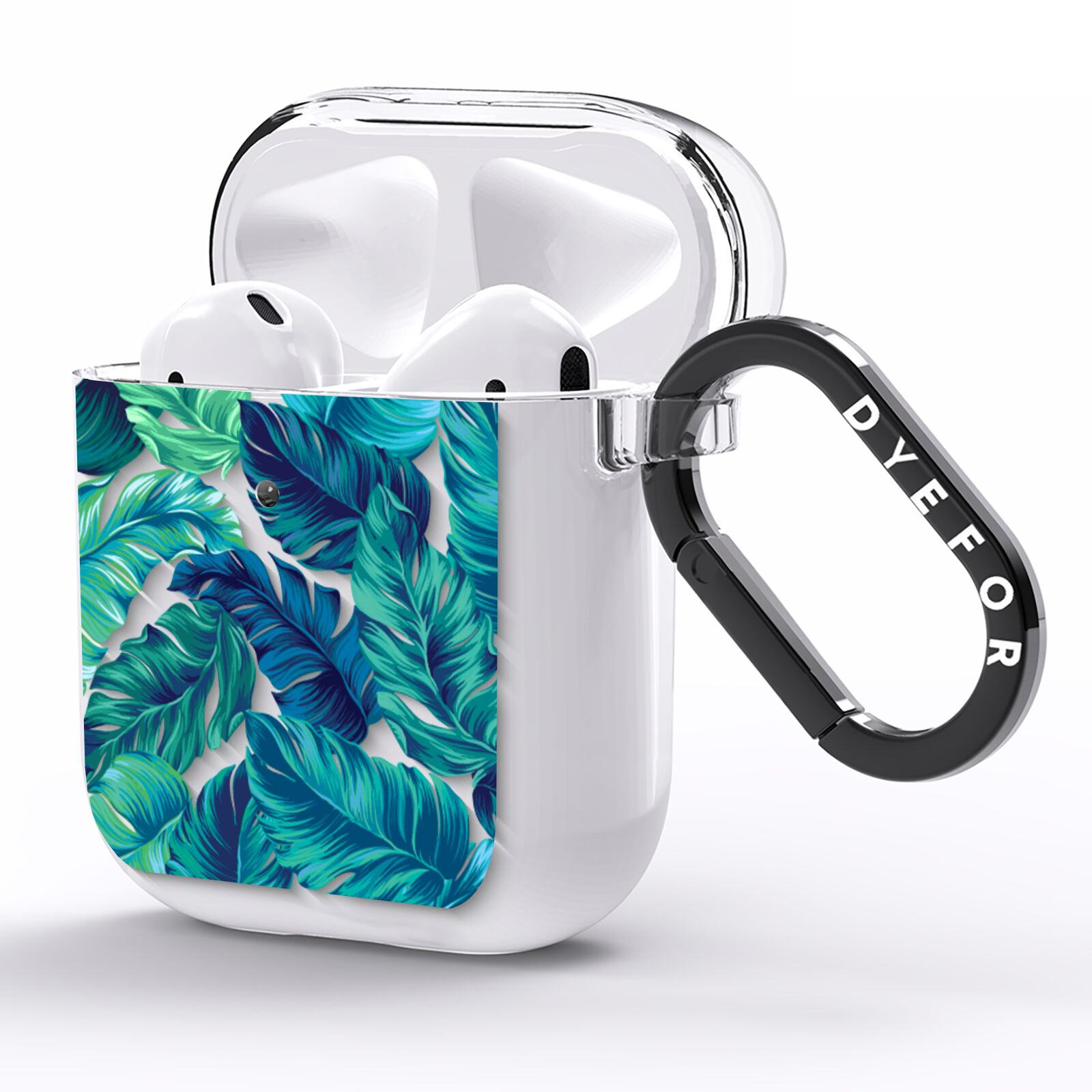 Tropical Leaves AirPods Clear Case Side Image