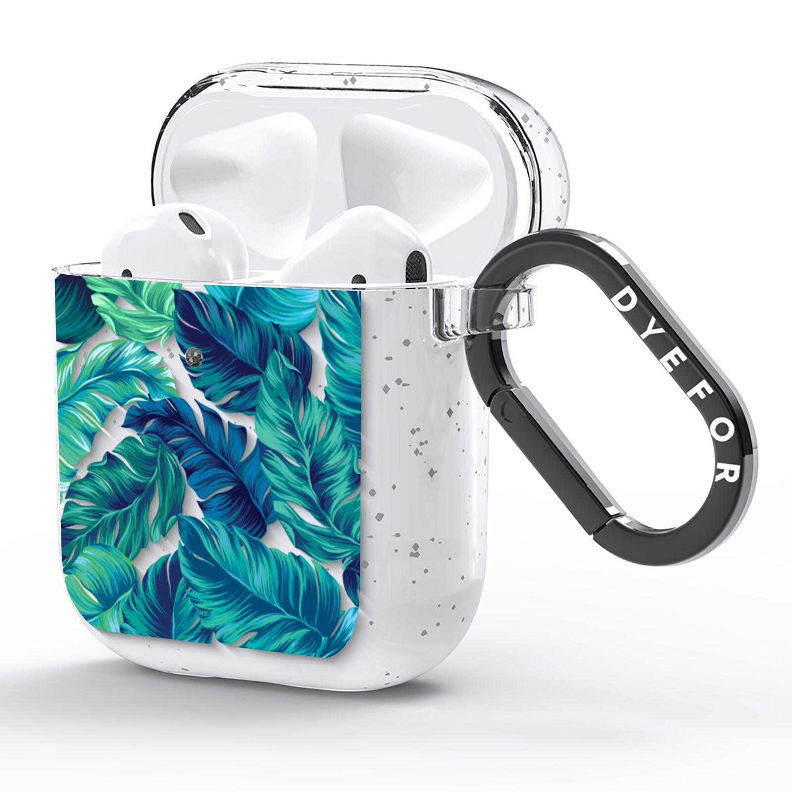 Tropical Leaves AirPods Glitter Case Side Image