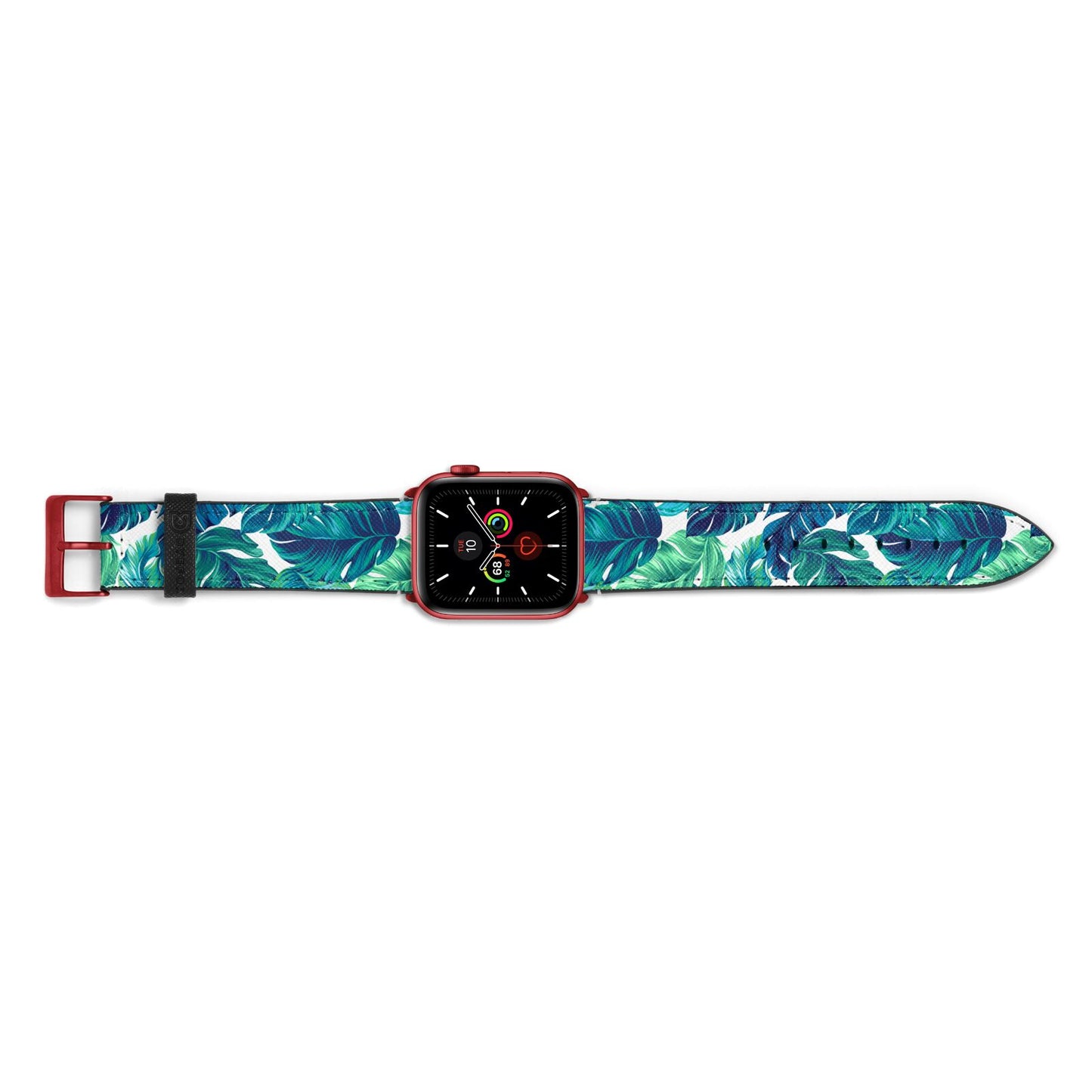 Tropical Leaves Apple Watch Strap Landscape Image Red Hardware