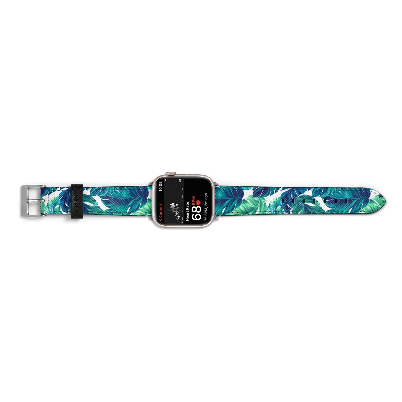 Tropical Leaves Apple Watch Strap Size 38mm Landscape Image Silver Hardware