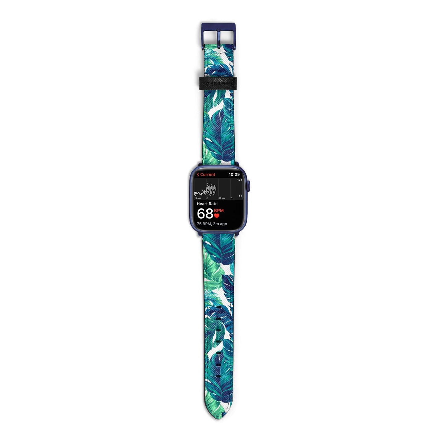 Tropical Leaves Apple Watch Strap Size 38mm with Blue Hardware