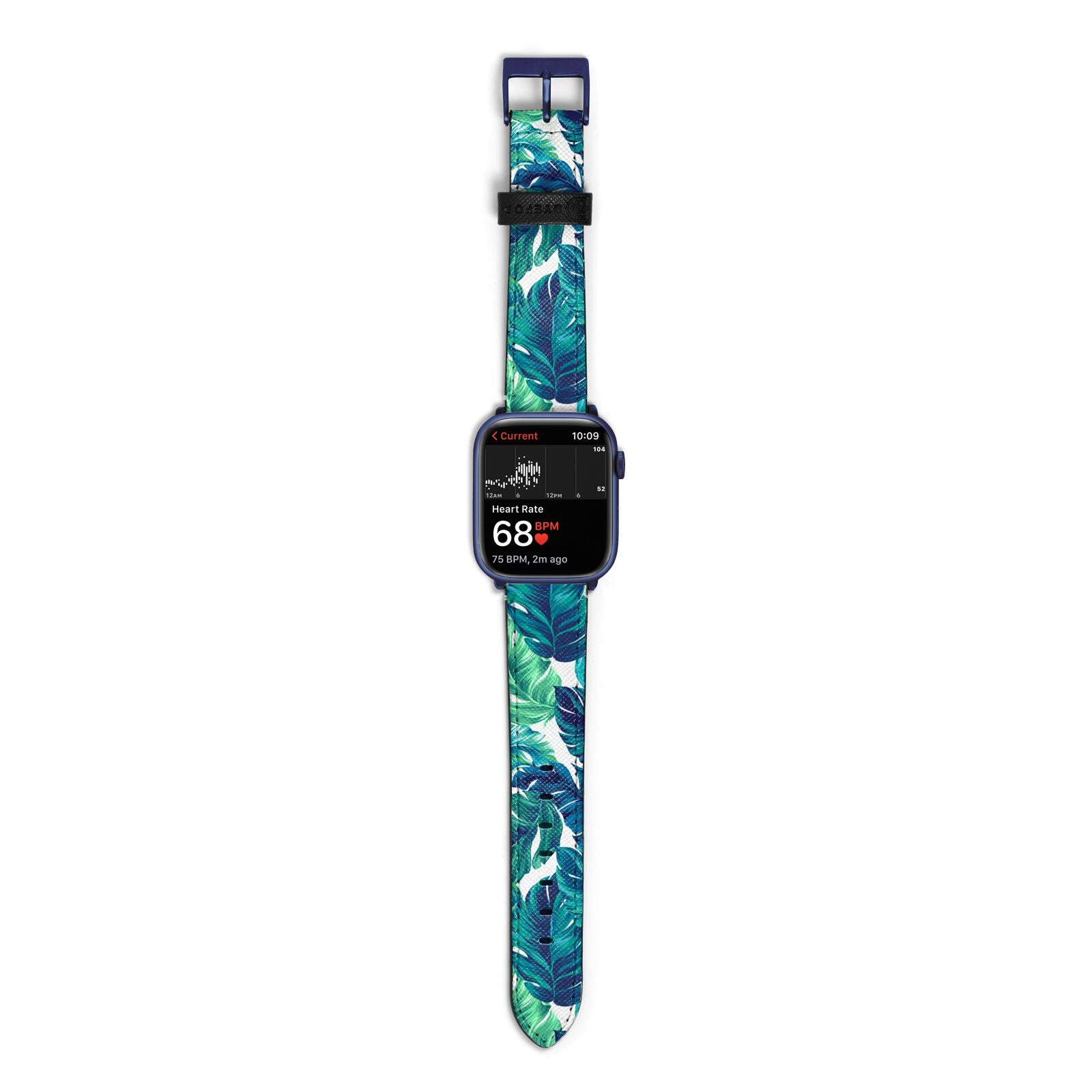 Tropical Leaves Apple Watch Strap Size 38mm with Blue Hardware