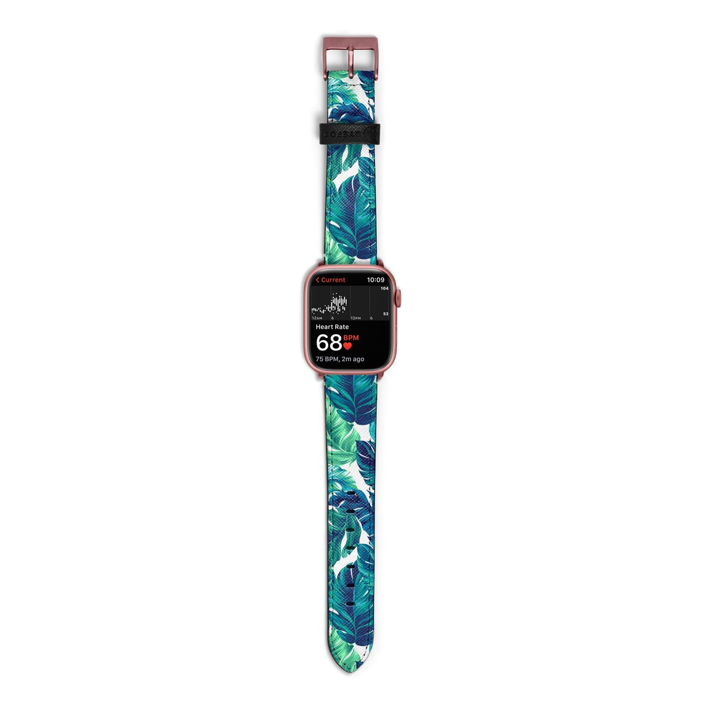 Tropical Leaves Apple Watch Strap Size 38mm with Rose Gold Hardware