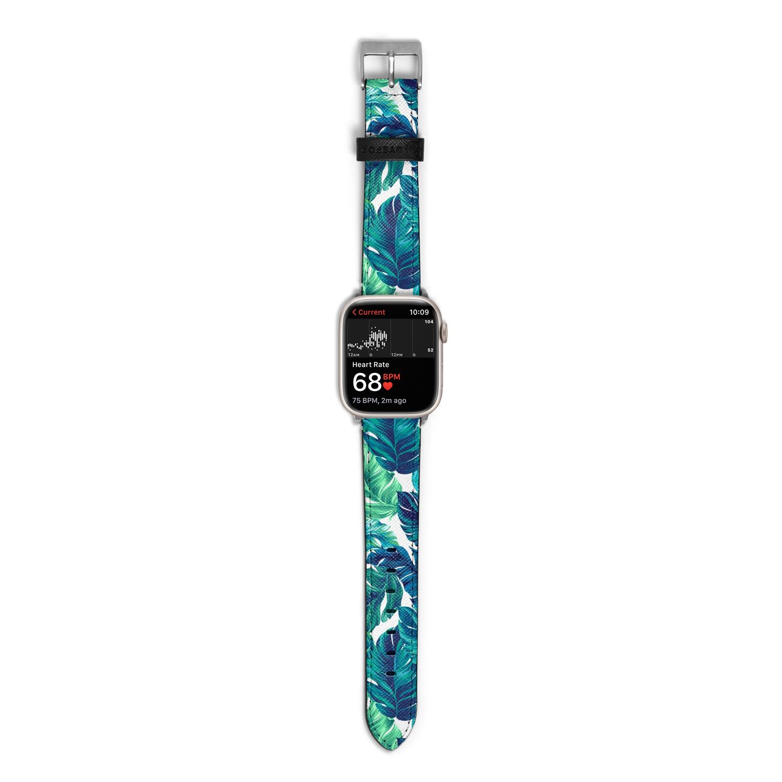 Tropical Leaves Apple Watch Strap Size 38mm with Silver Hardware