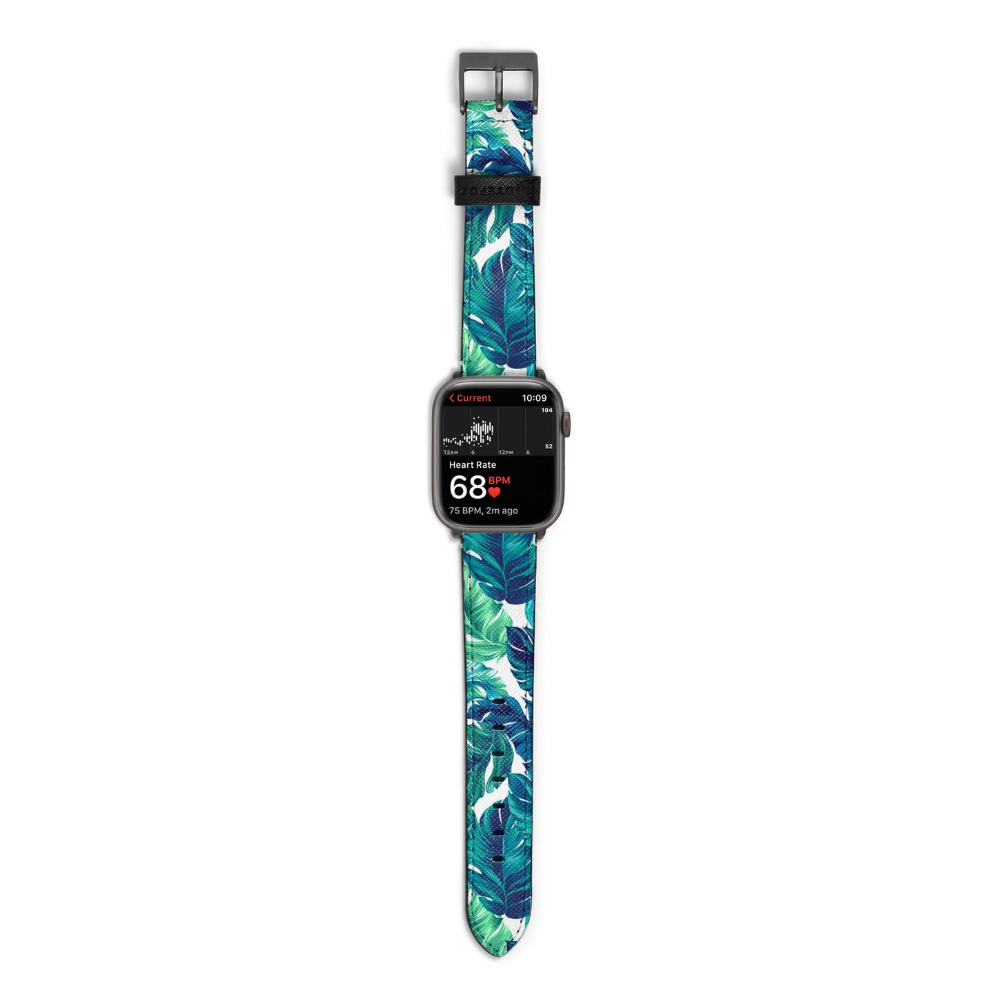 Tropical Leaves Apple Watch Strap Size 38mm with Space Grey Hardware