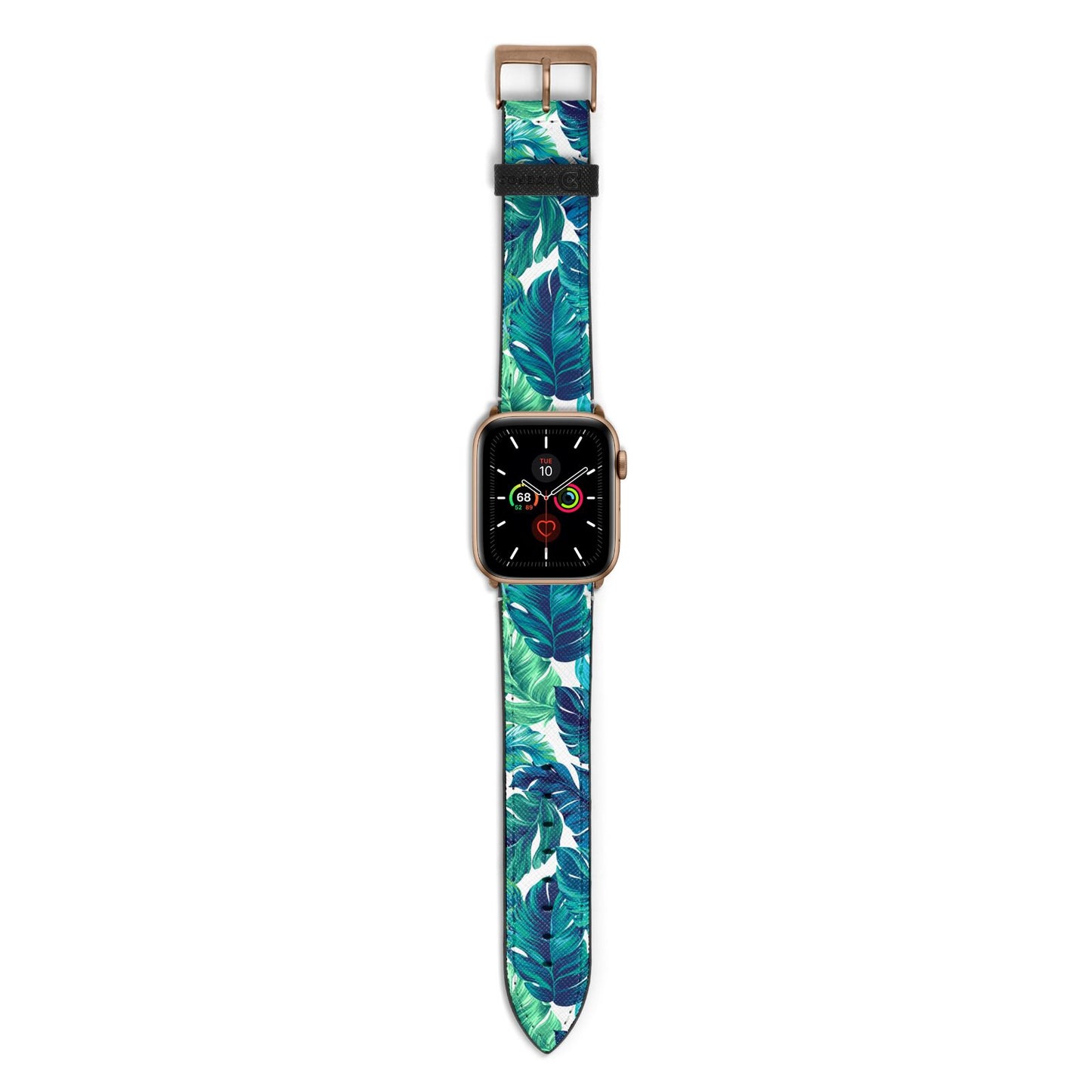 Tropical Leaves Apple Watch Strap with Gold Hardware