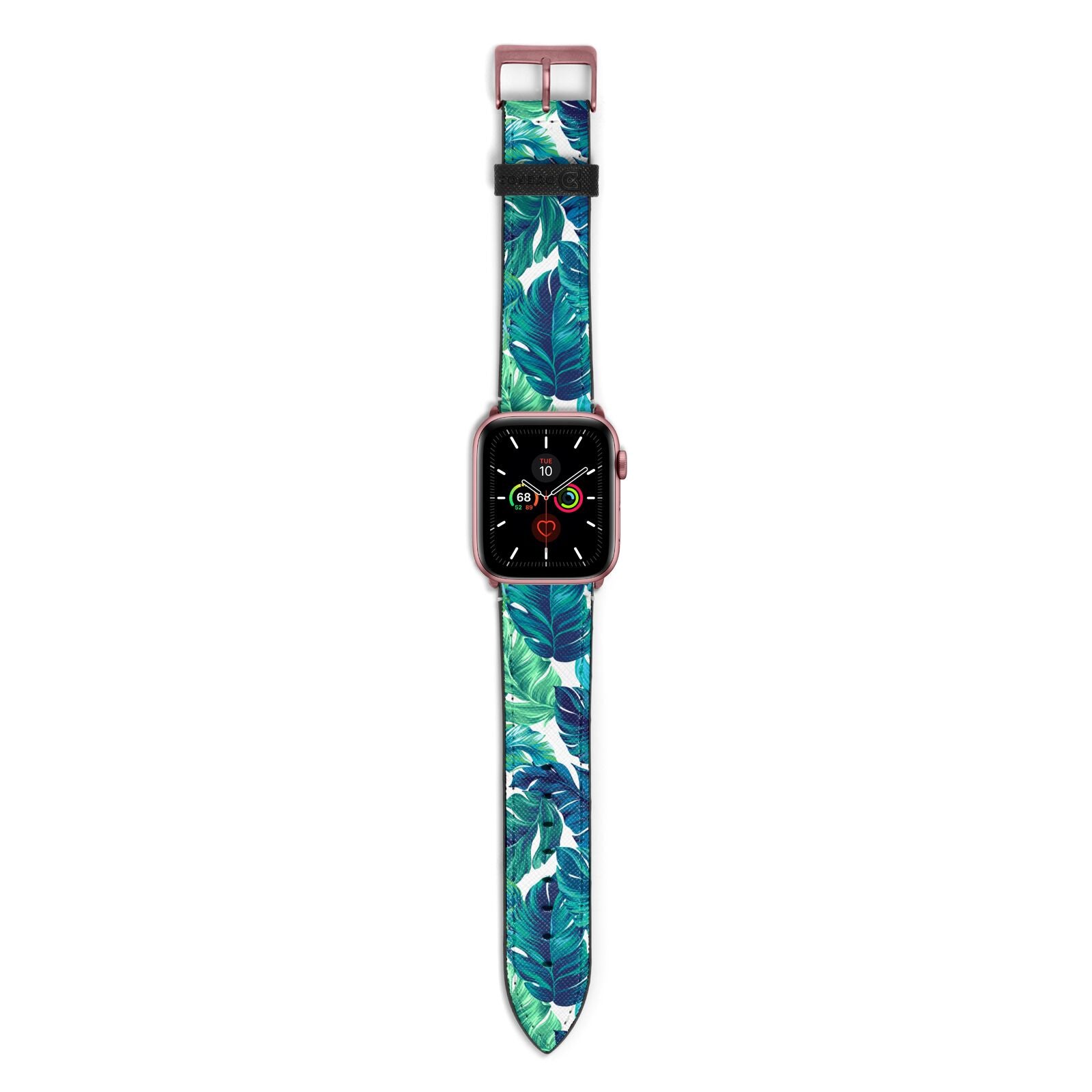 Tropical Leaves Apple Watch Strap with Rose Gold Hardware