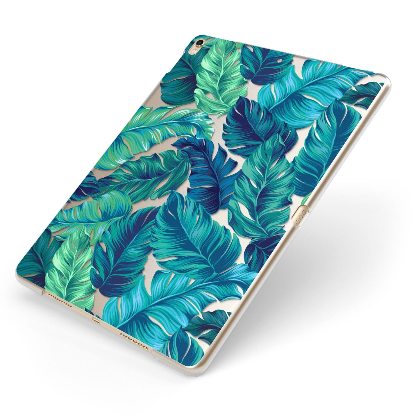 Tropical Leaves Apple iPad Case on Gold iPad Side View