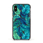 Tropical Leaves Apple iPhone Xs Impact Case Black Edge on Black Phone