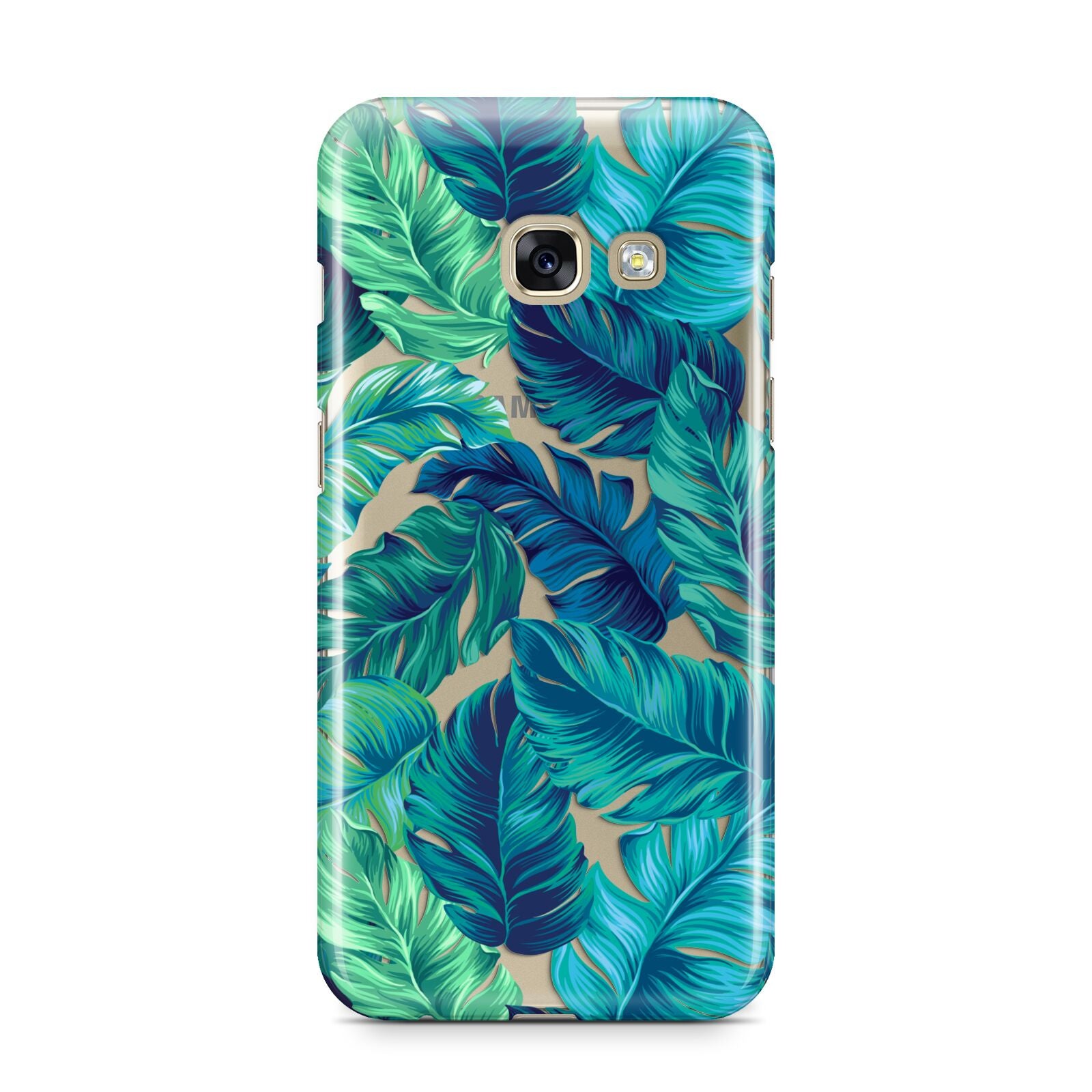 Tropical Leaves Samsung Galaxy A3 2017 Case on gold phone