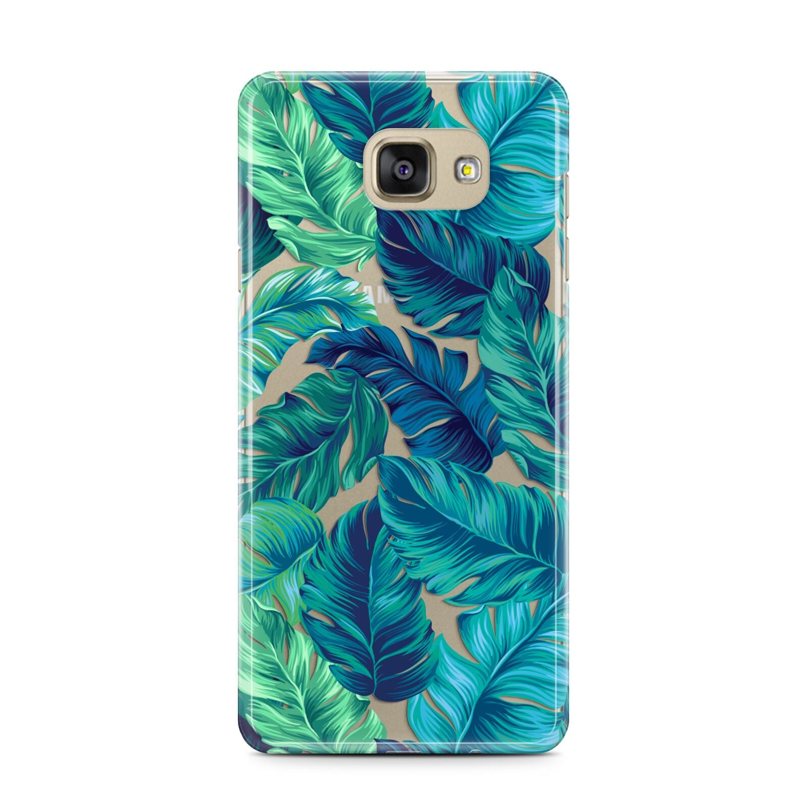 Tropical Leaves Samsung Galaxy A7 2016 Case on gold phone