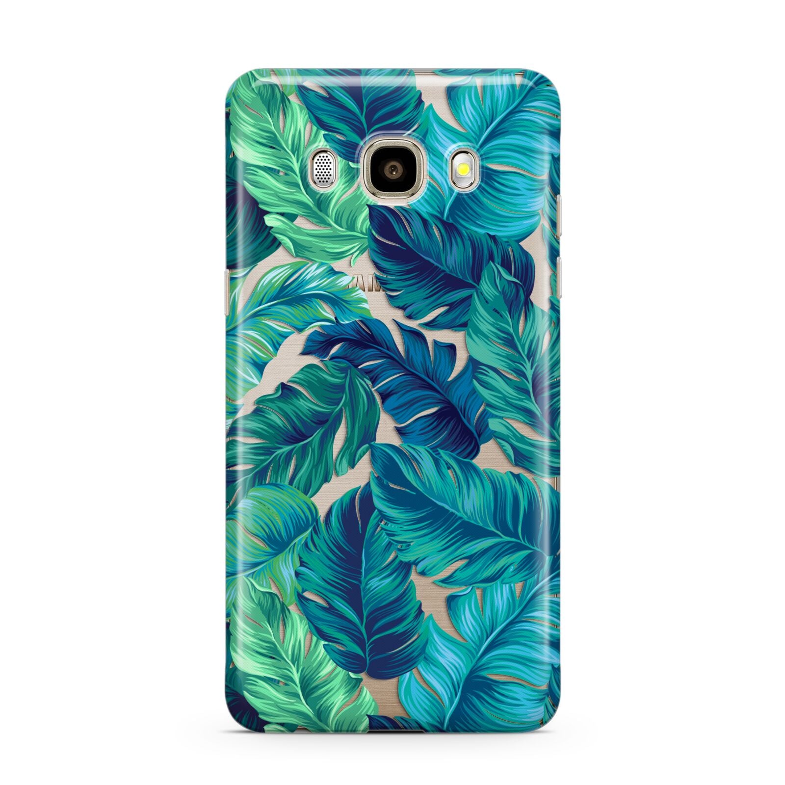 Tropical Leaves Samsung Galaxy J7 2016 Case on gold phone