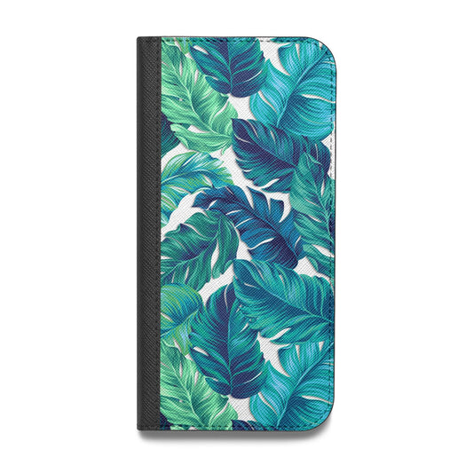Tropical Leaves Vegan Leather Flip iPhone Case