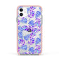 Tropical Palm Leaf Apple iPhone 11 in White with Pink Impact Case