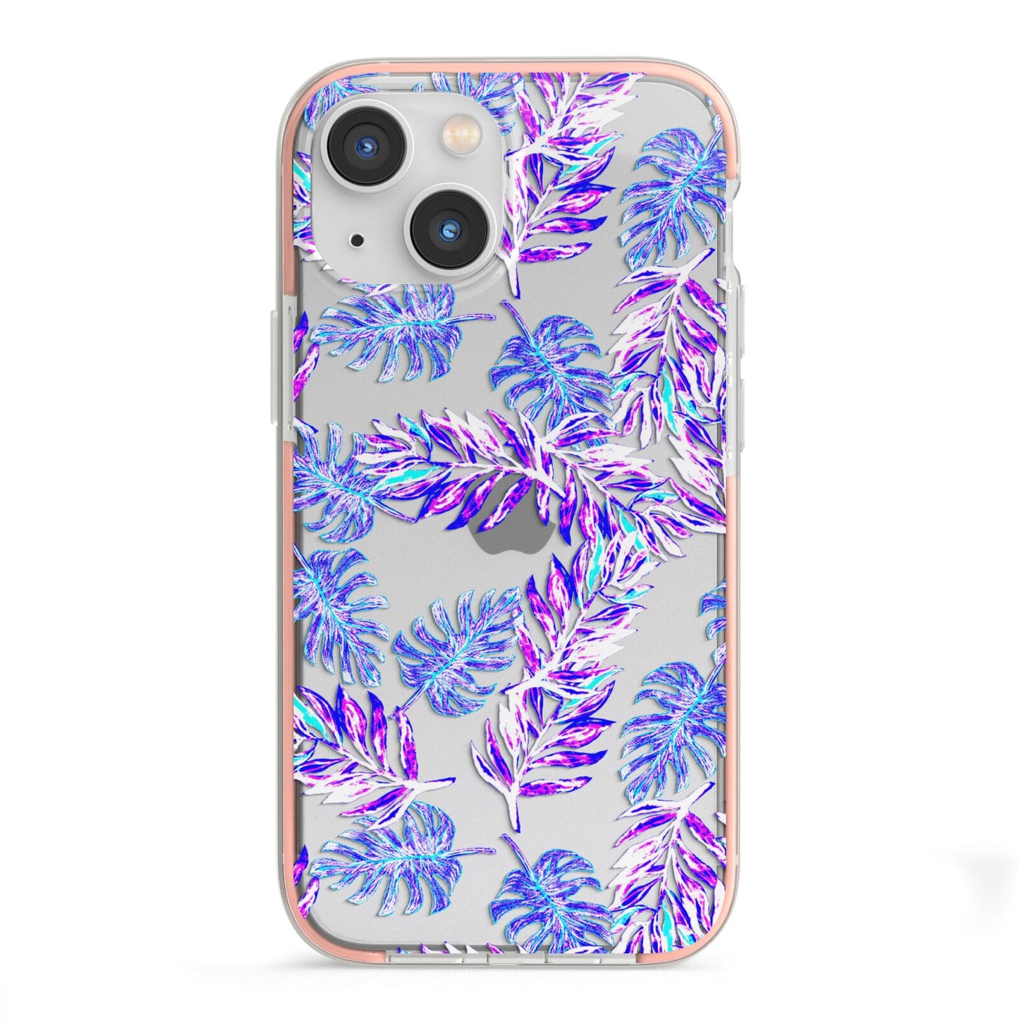 Tropical Palm Leaf iPhone 13 Mini TPU Impact Case with Pink Edges