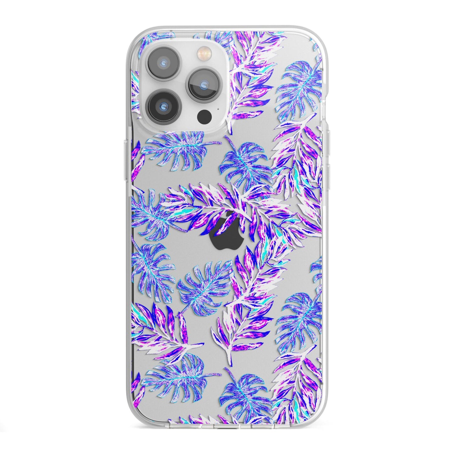 Tropical Palm Leaf iPhone 13 Pro Max TPU Impact Case with White Edges