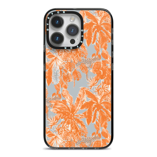 Tropical iPhone 14 Pro Max Black Impact Case on Silver phone