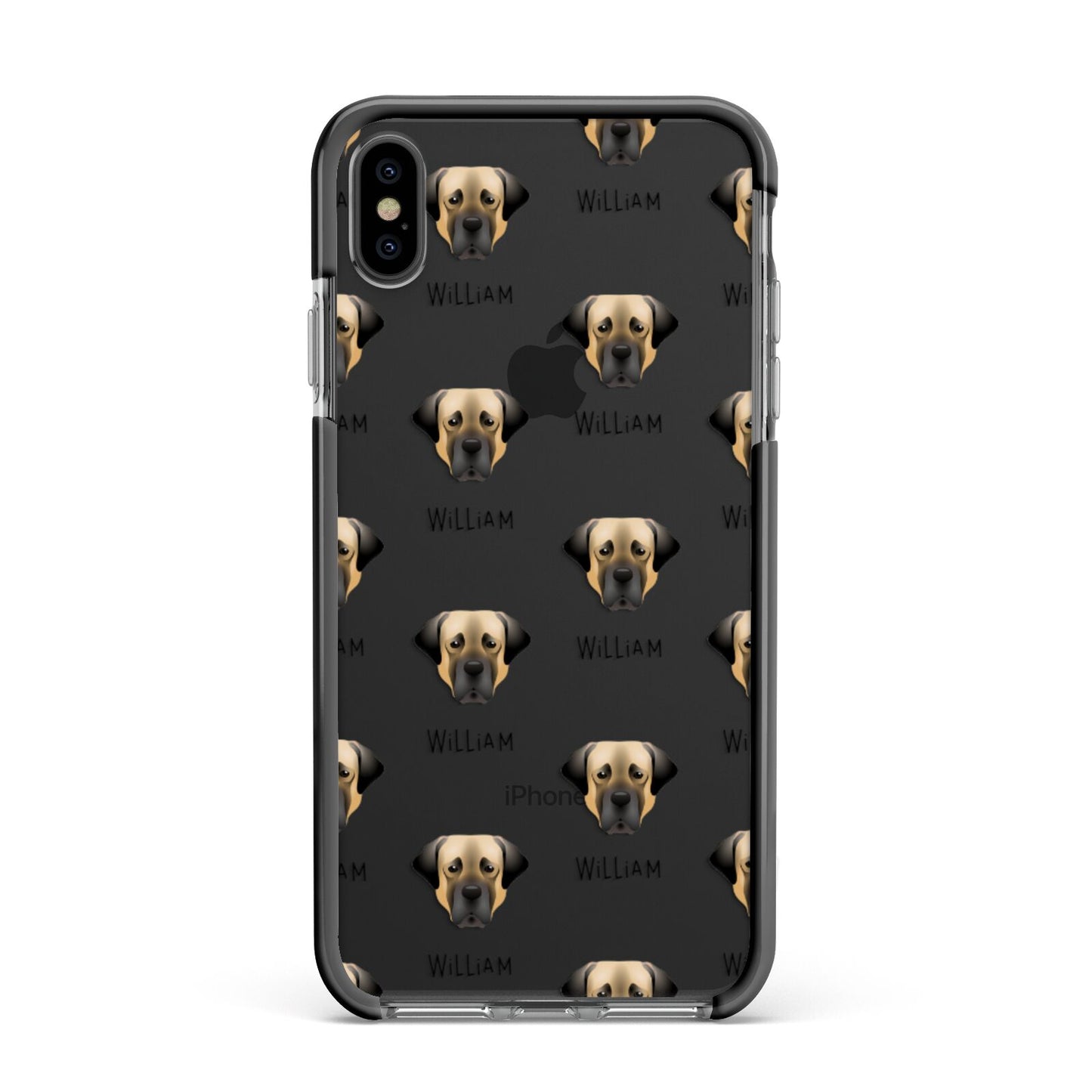 Turkish Kangal Dog Icon with Name Apple iPhone Xs Max Impact Case Black Edge on Black Phone