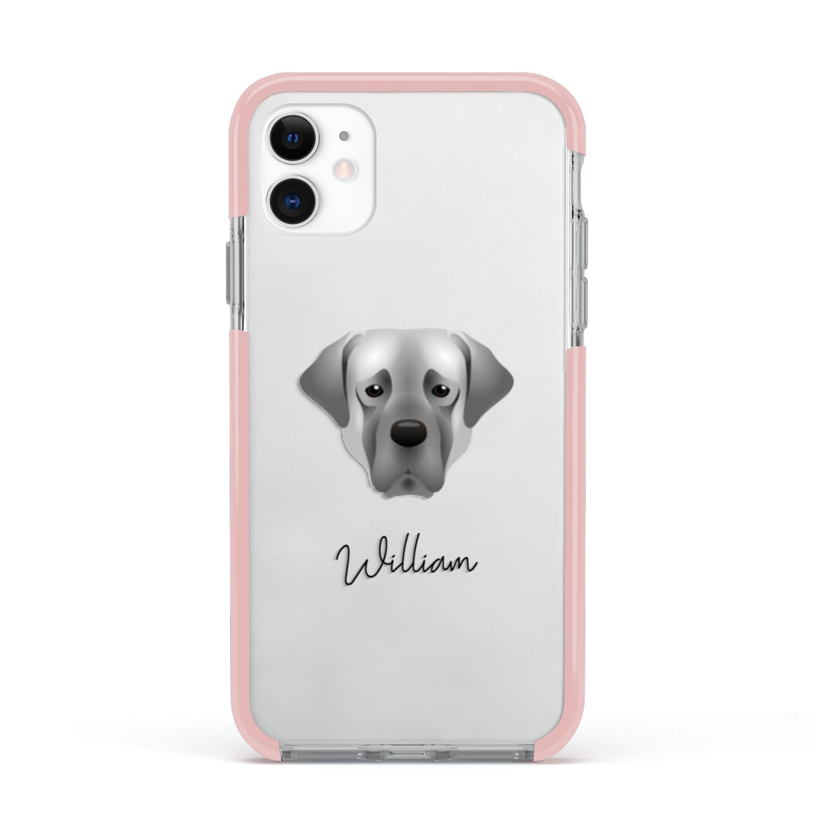 Turkish Kangal Dog Personalised Apple iPhone 11 in White with Pink Impact Case