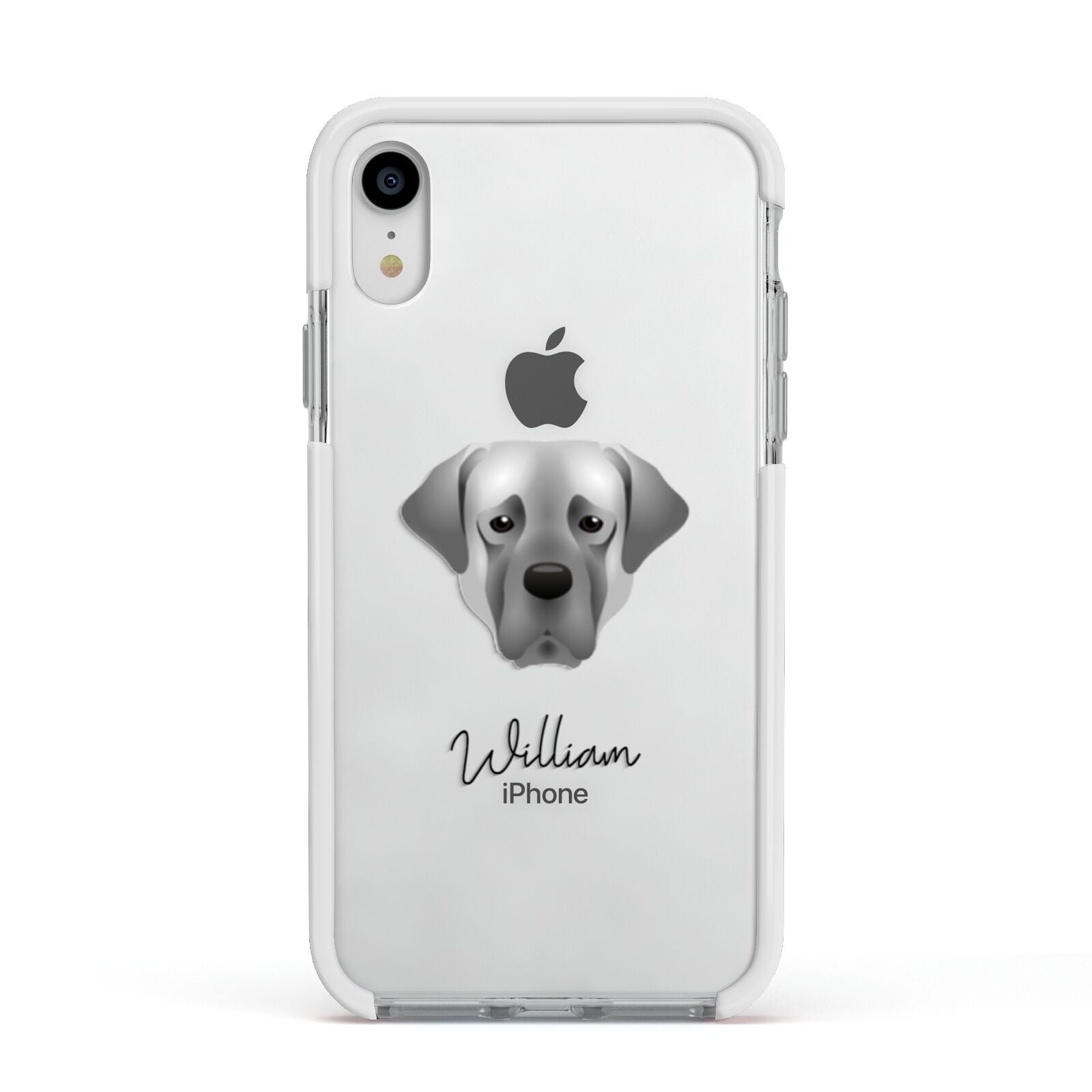 Turkish Kangal Dog Personalised Apple iPhone XR Impact Case White Edge on Silver Phone