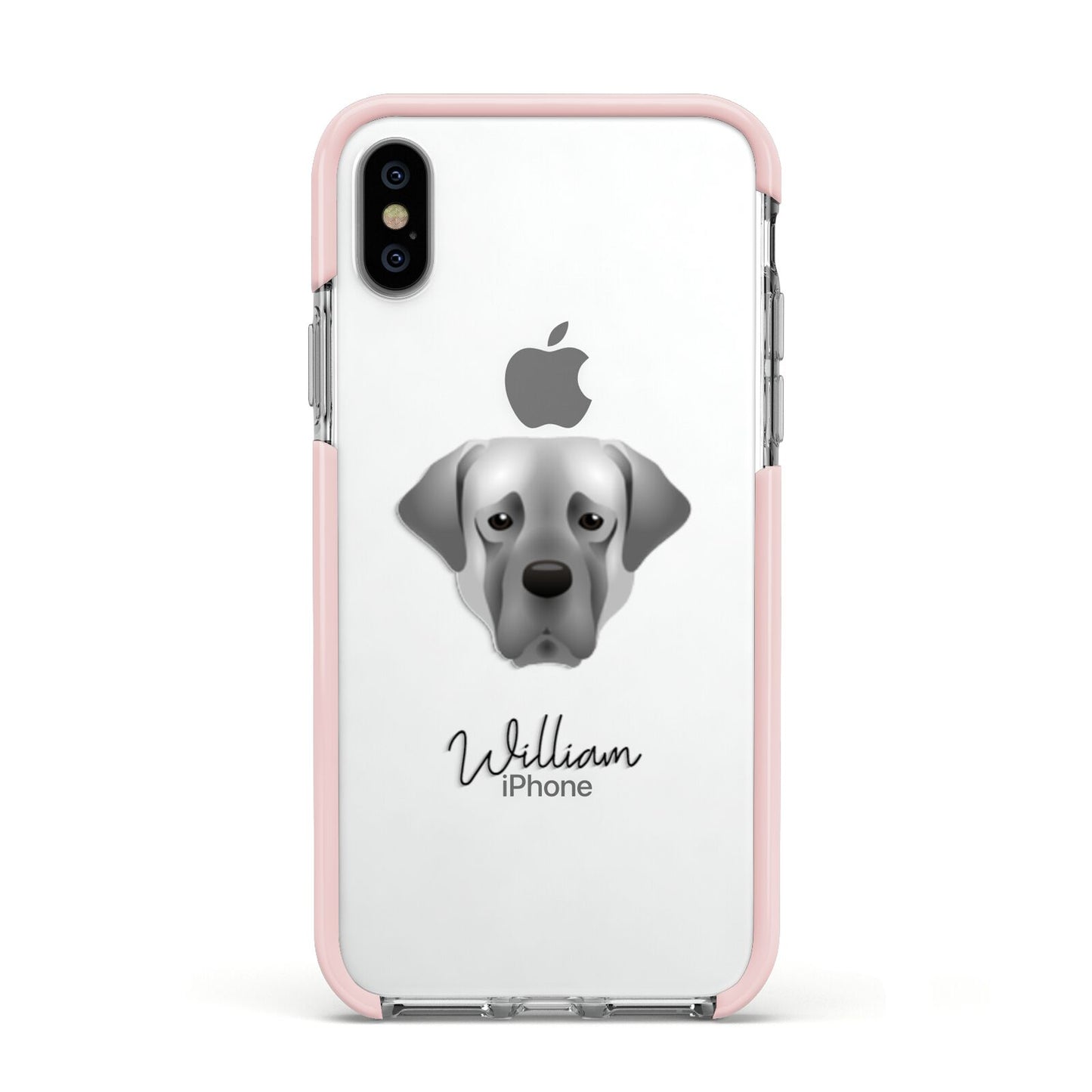 Turkish Kangal Dog Personalised Apple iPhone Xs Impact Case Pink Edge on Silver Phone