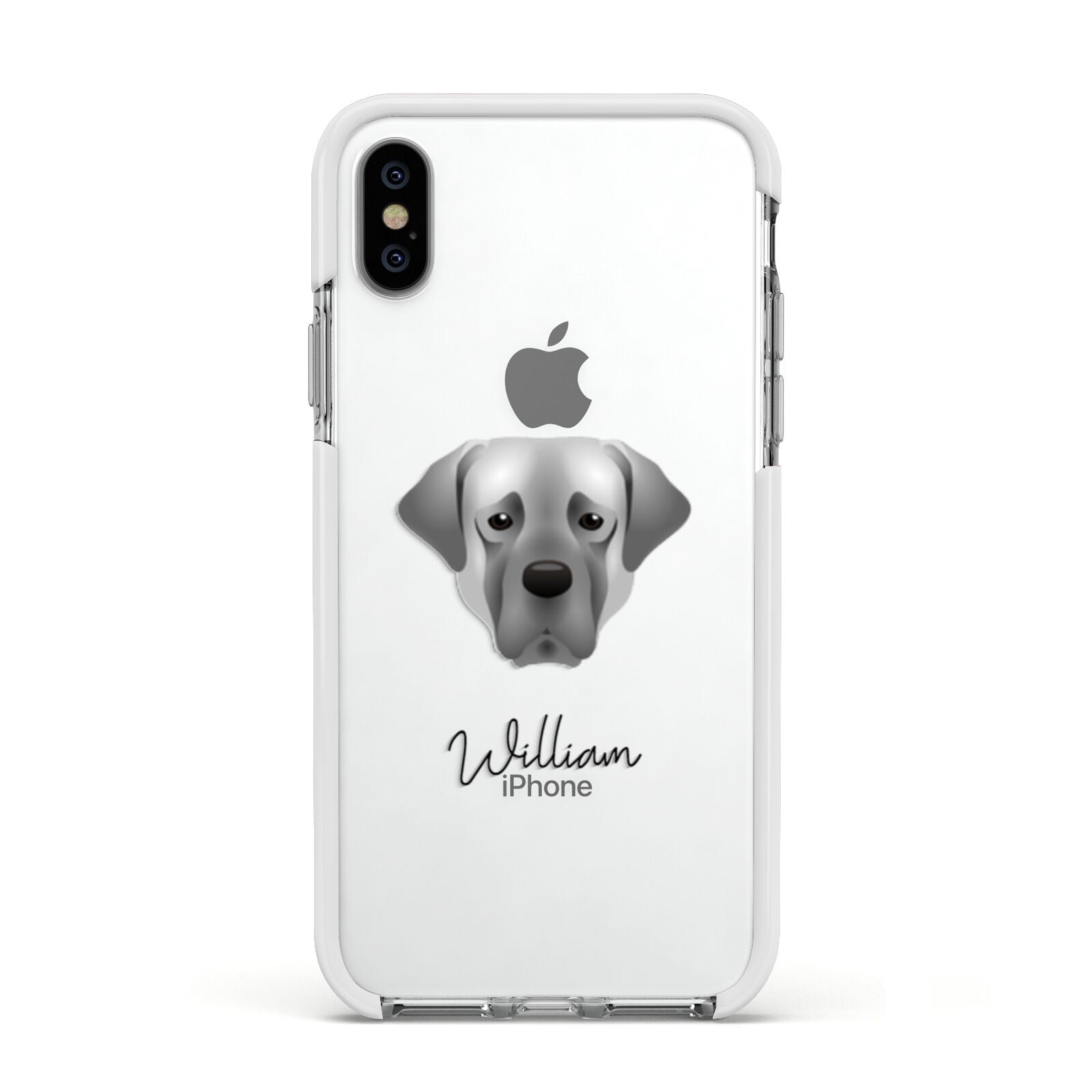 Turkish Kangal Dog Personalised Apple iPhone Xs Impact Case White Edge on Silver Phone