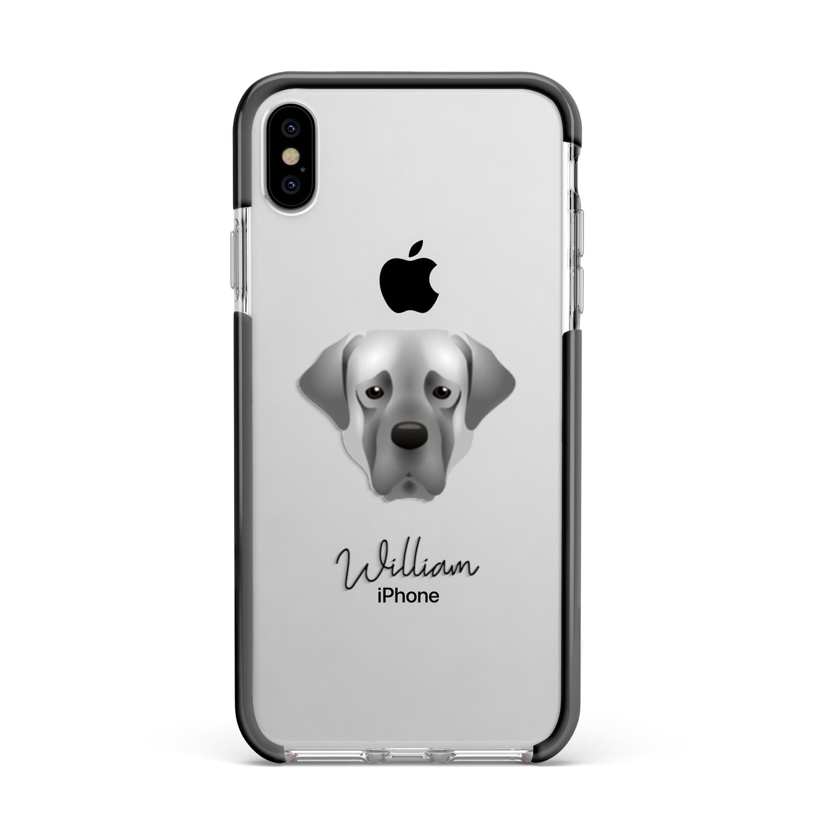 Turkish Kangal Dog Personalised Apple iPhone Xs Max Impact Case Black Edge on Silver Phone
