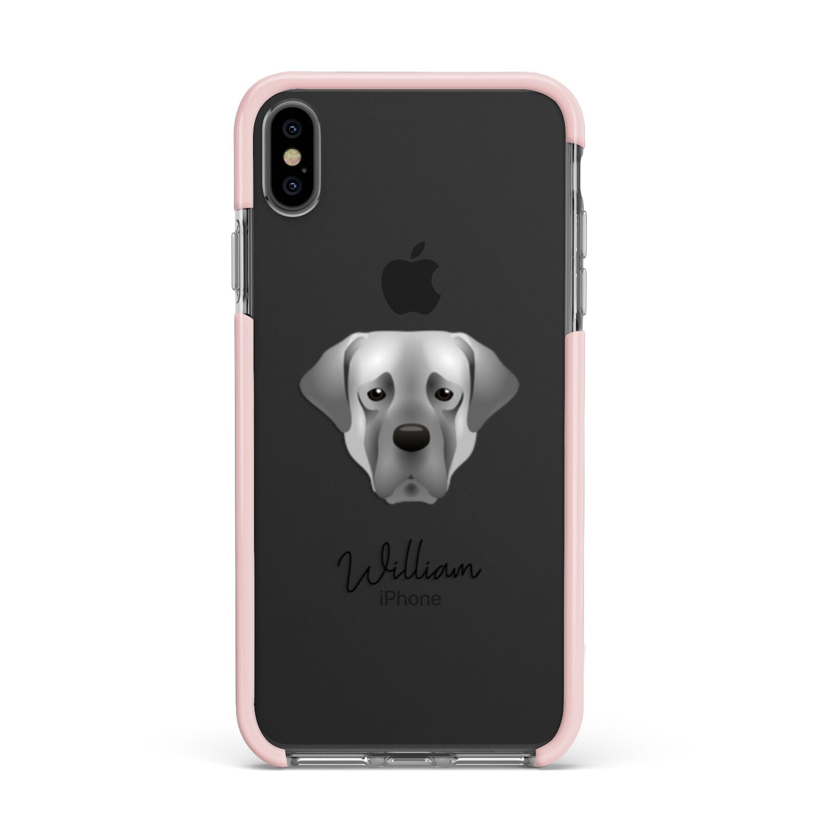 Turkish Kangal Dog Personalised Apple iPhone Xs Max Impact Case Pink Edge on Black Phone