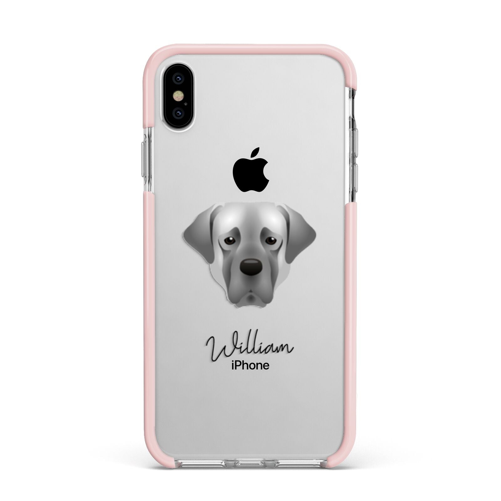 Turkish Kangal Dog Personalised Apple iPhone Xs Max Impact Case Pink Edge on Silver Phone