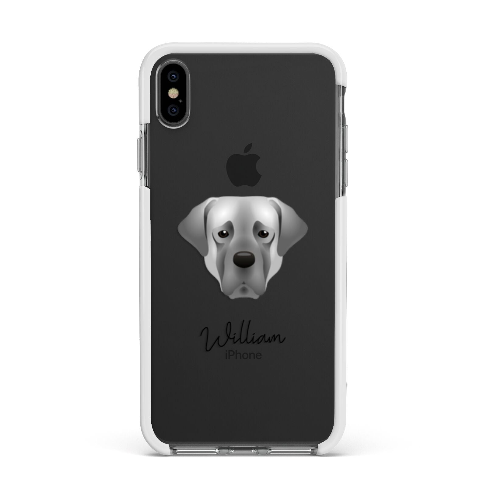 Turkish Kangal Dog Personalised Apple iPhone Xs Max Impact Case White Edge on Black Phone