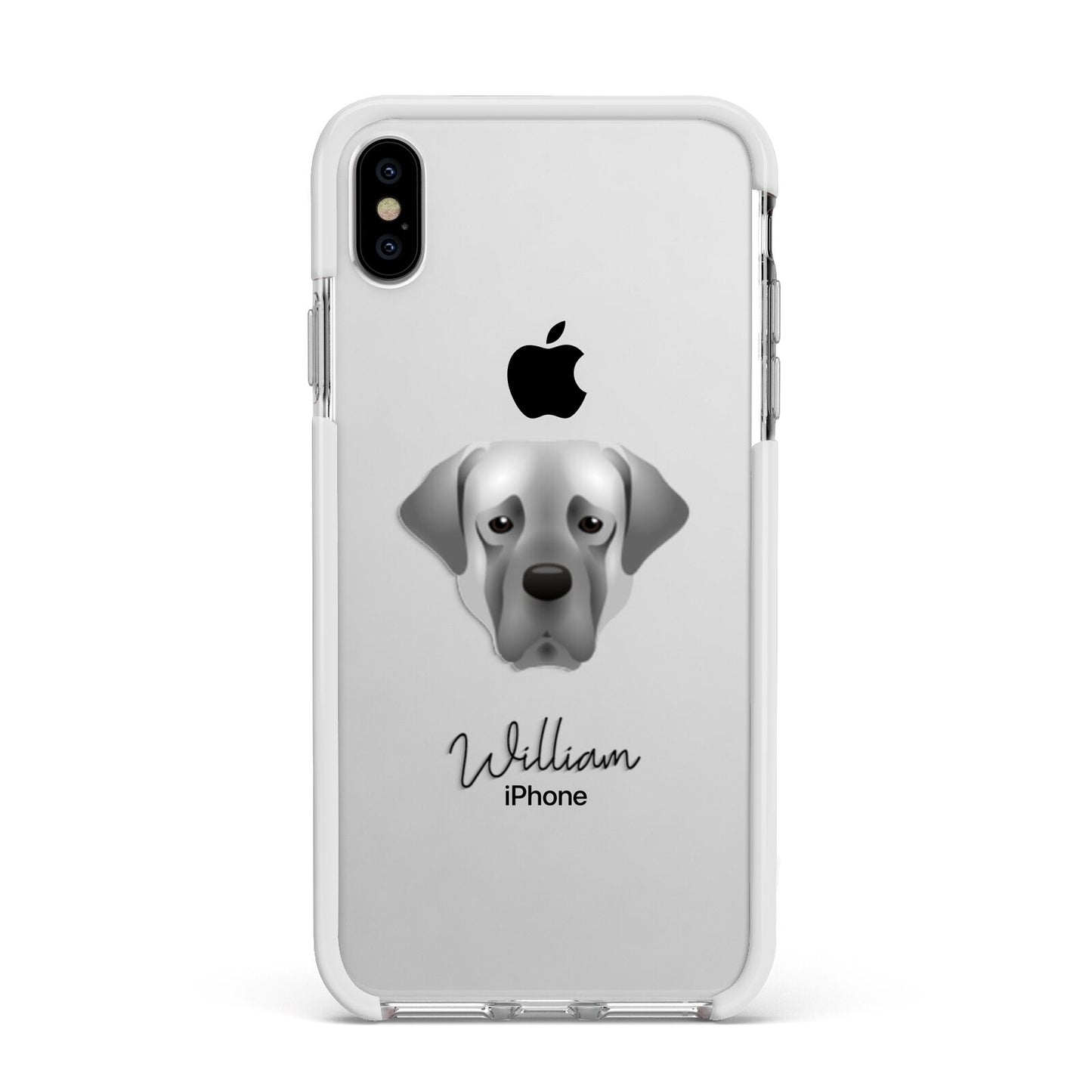 Turkish Kangal Dog Personalised Apple iPhone Xs Max Impact Case White Edge on Silver Phone