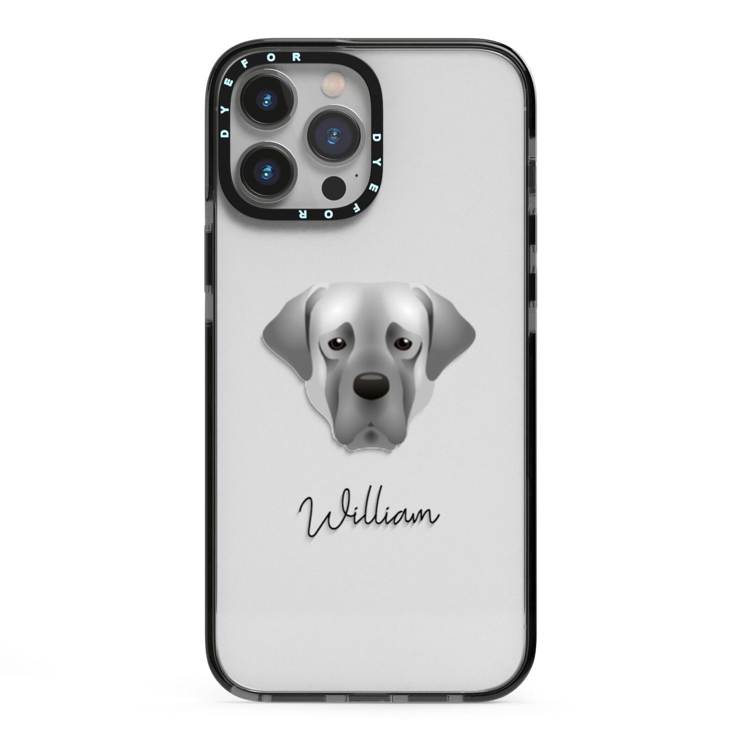 Turkish Kangal Dog Personalised iPhone 13 Pro Max Black Impact Case on Silver phone